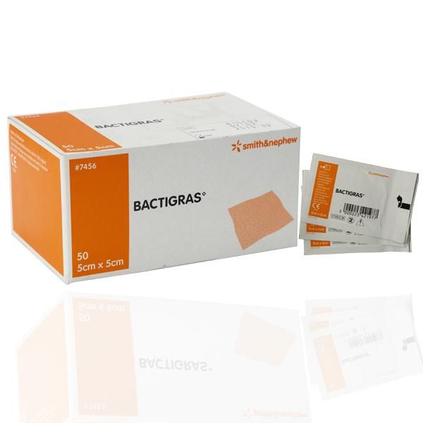 Bactigras Dressings 5cm x 5cm Pack size 25