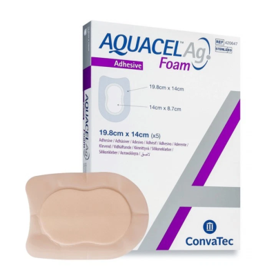 Aquacel Ag Foam Adhesive Heel Dressing 19.8cm x 14cm Pack Size 5