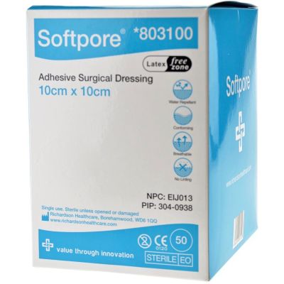 Softpore Dressings 10cm x 10cm Pack Size 50