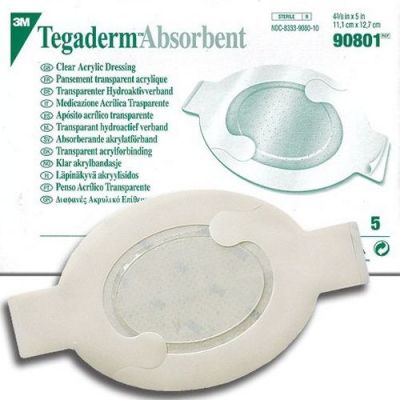 Tegaderm Absorbant Oval Dressings 14.2cm x 15.8cm Pack Size 5